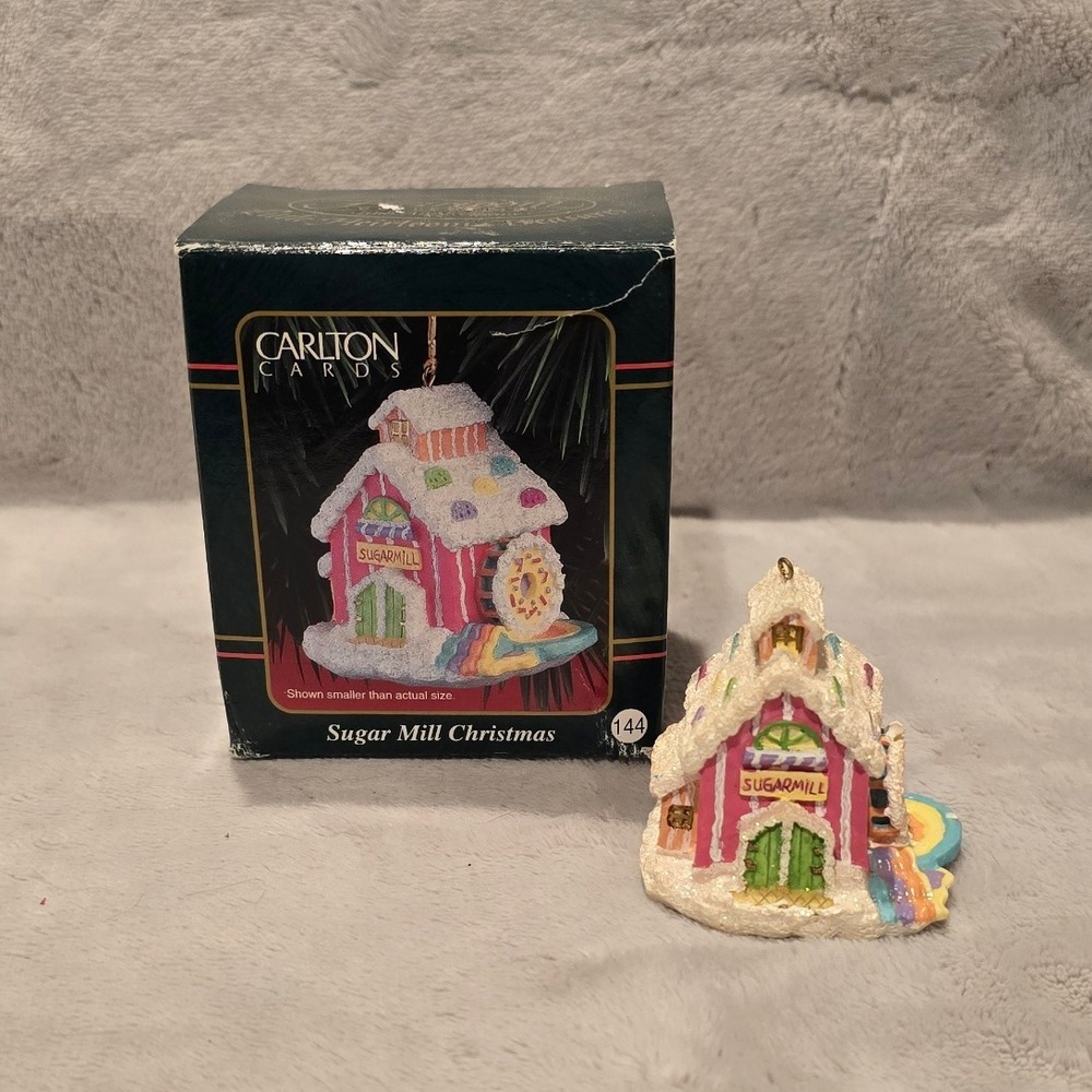 Vintagr Carlton Cards Sugar‎ Mill Christmas Ornament Gingerbread House Glitter